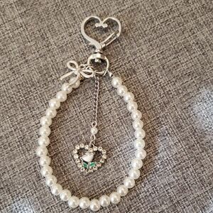 Elegant Pearl Heart Bag Charm